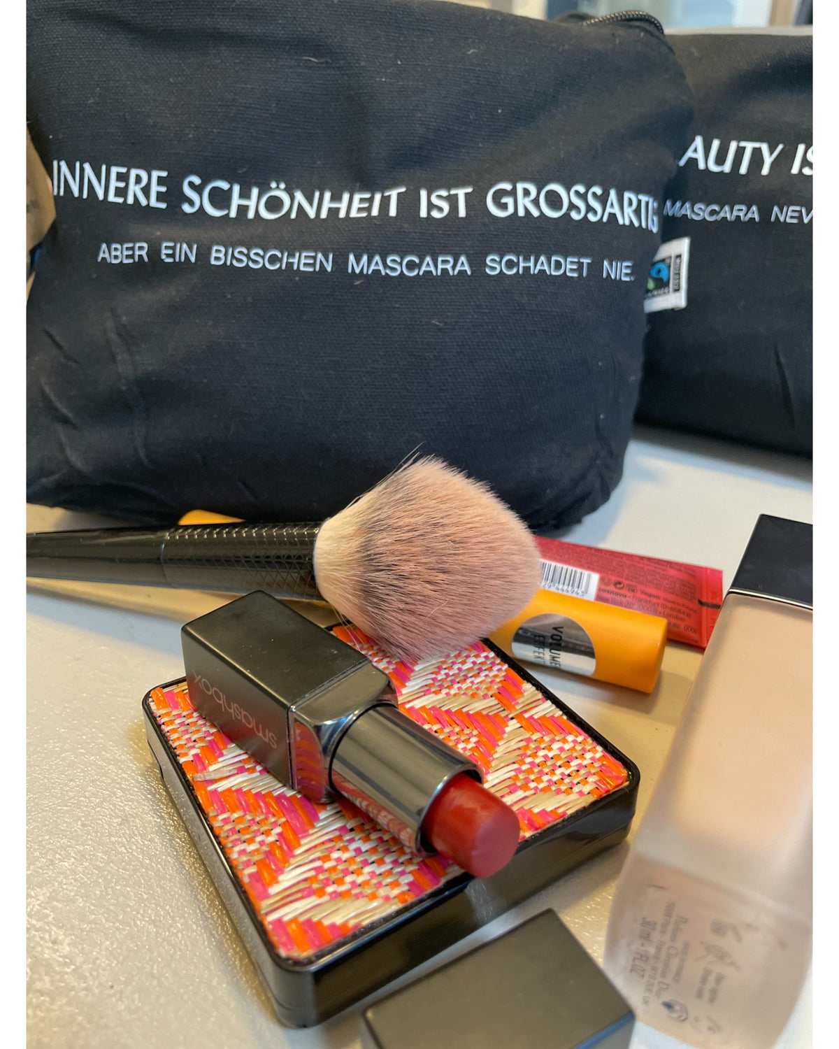 Kosmetiktasche Schönheit Spruch